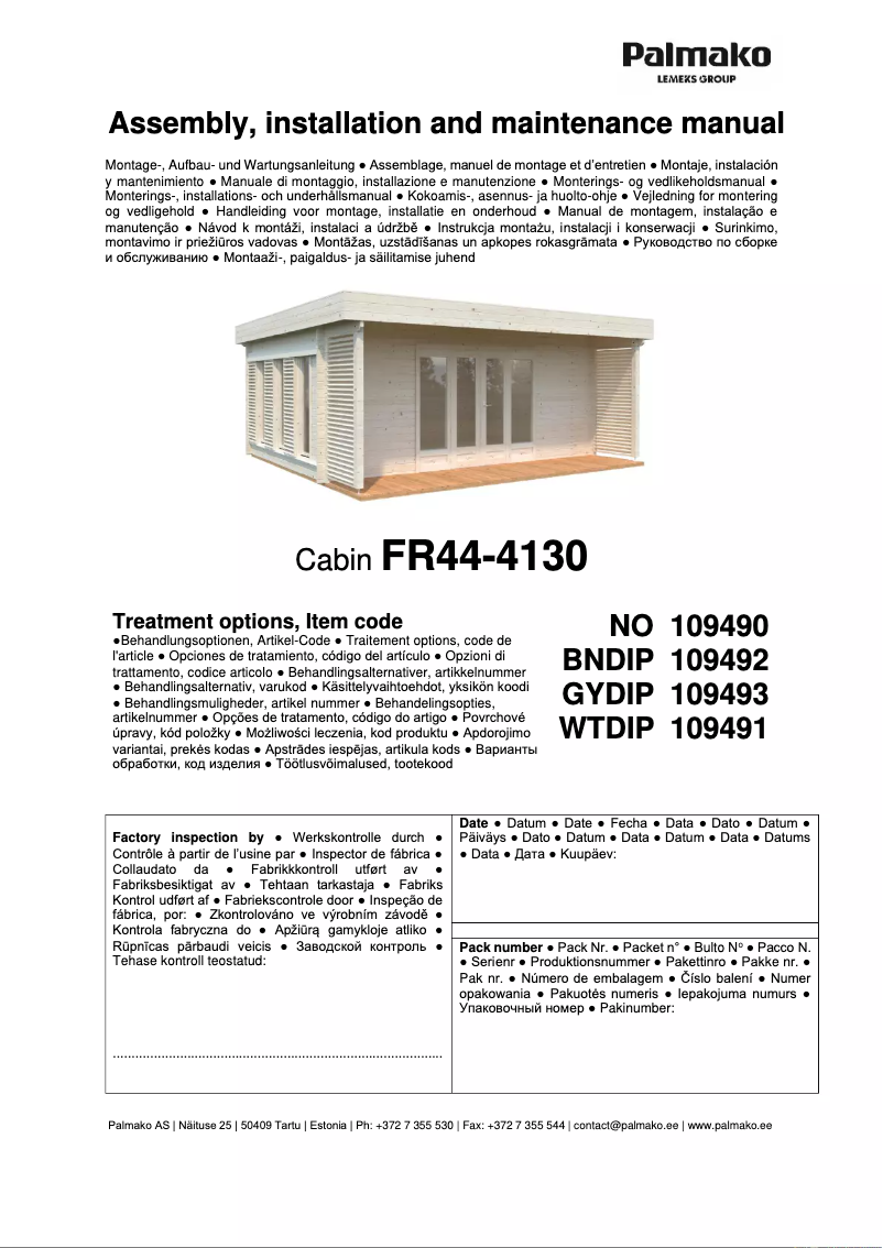 Page 1 de la notice Manuel utilisateur Palmako Caroline