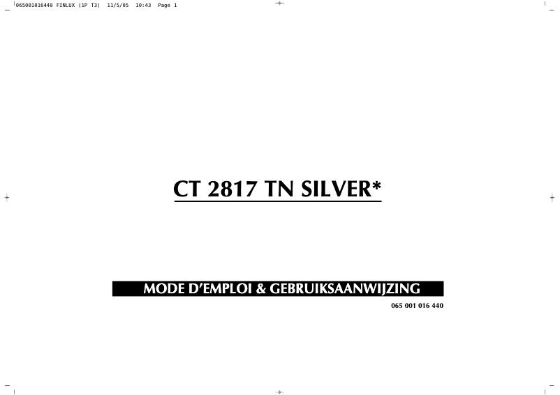 Page 1 de la notice Manuel utilisateur Finlux CT2817TN Silver
