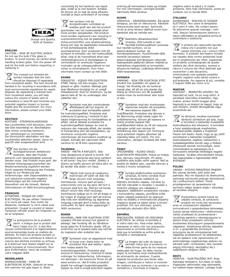 Page 1 de la notice Manuel utilisateur Ikea LUNNOM 605.393.23