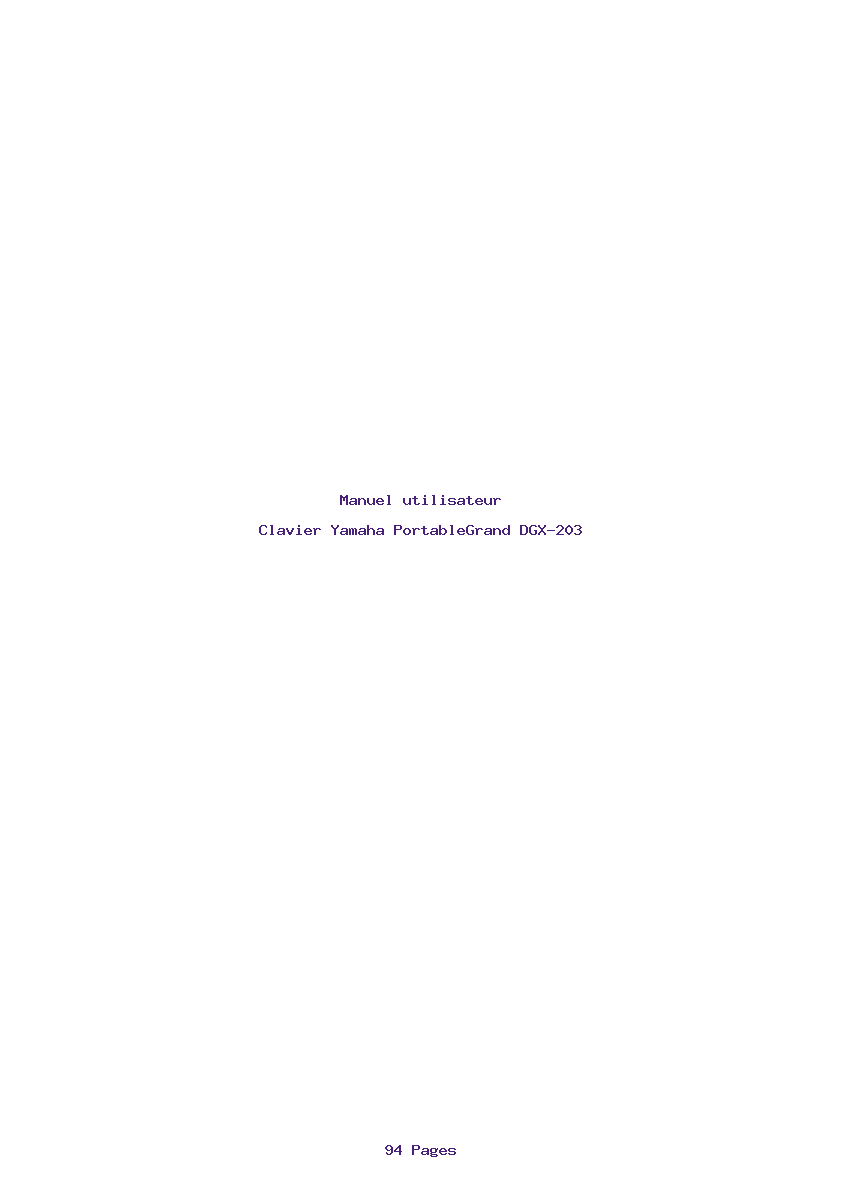 Page 1 de la notice Manuel utilisateur Yamaha PortableGrand DGX-203