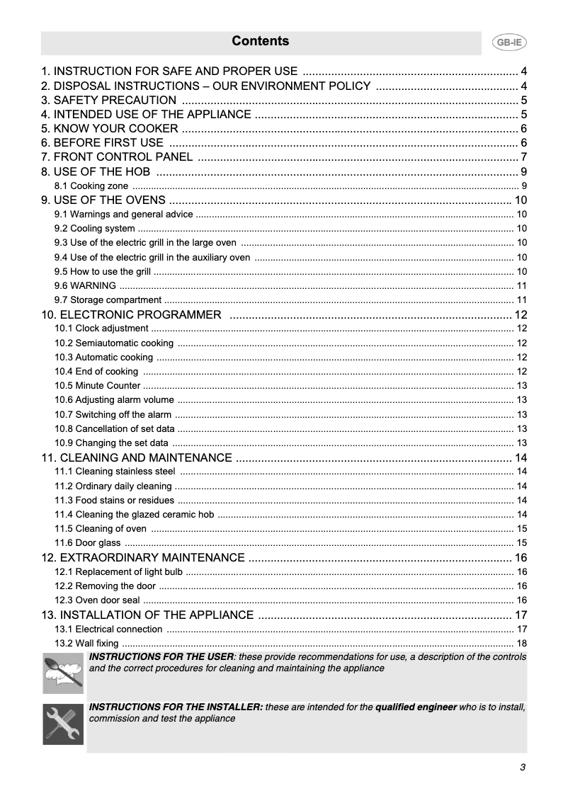 Page 1 de la notice Manuel utilisateur Smeg SUK92CMX5