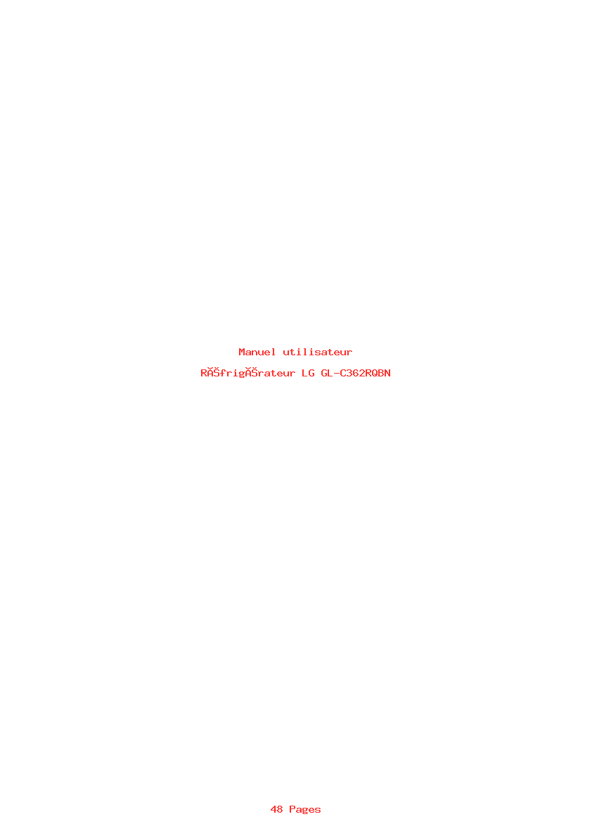 Page 1 de la notice Manuel utilisateur LG GL-C362RQBN