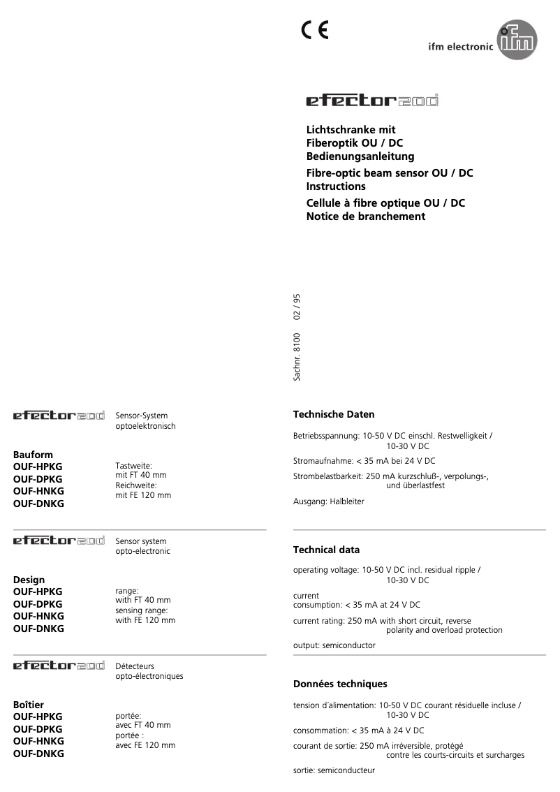 Page 1 de la notice Manuel utilisateur IFM OU5003
