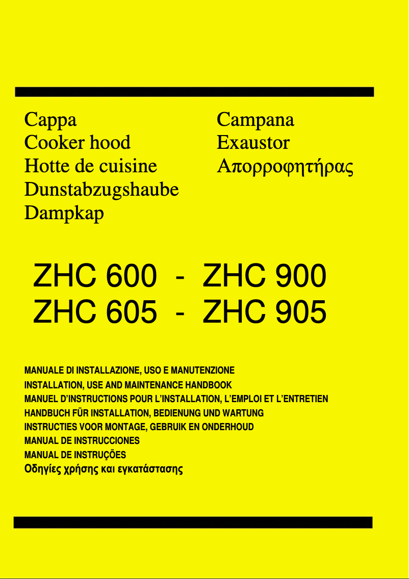 Page 1 de la notice Manuel utilisateur Zanussi ZHC 605 x