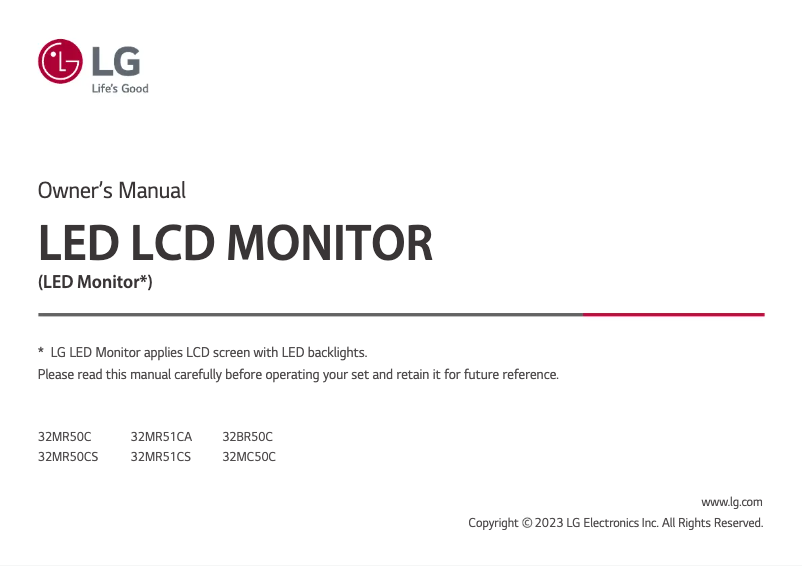 Page 1 of the manual User Manual LG 32MC50C