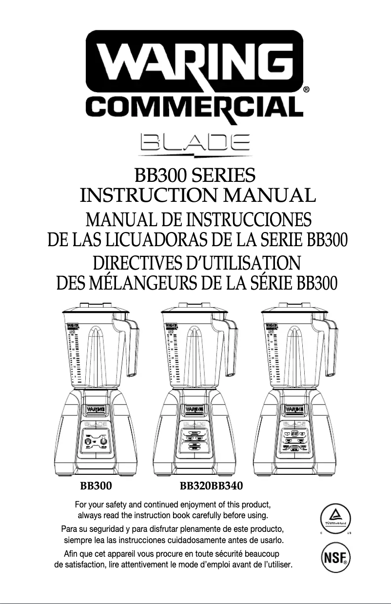 Page 1 de la notice Instructions / montage Waring Commercial Blade BB320