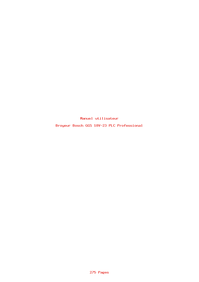 Page 1 de la notice Manuel utilisateur Bosch GGS 18V-23 PLC Professional