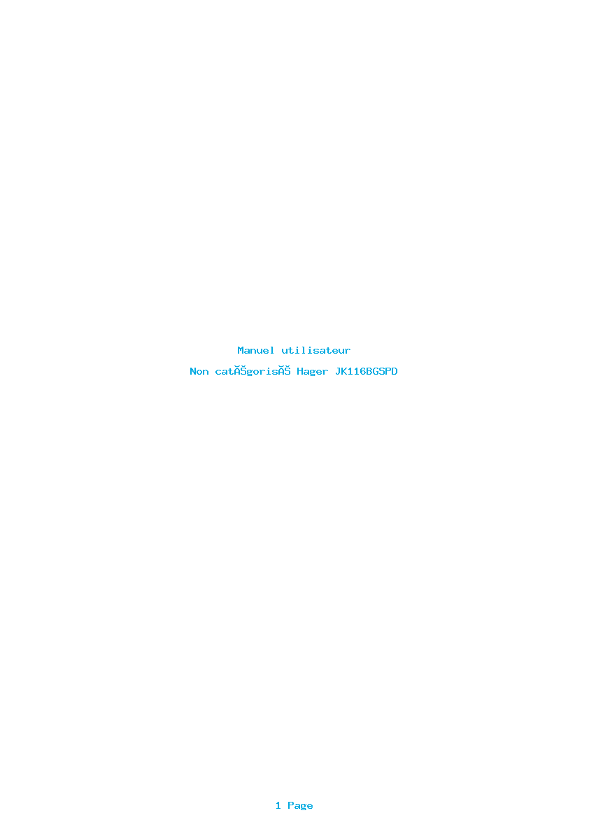 Page 1 de la notice Manuel utilisateur Hager JK116BGSPD