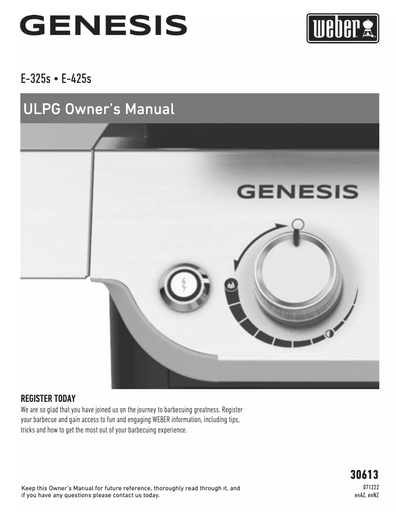 Page 1 de la notice Manuel utilisateur Weber Genesis E-330