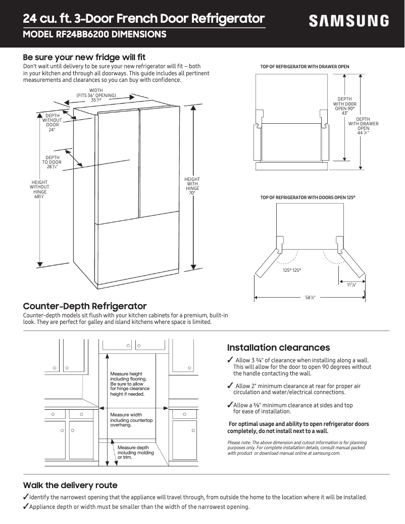 Página 1 del manual Guía de medición Samsung RF24BB620012