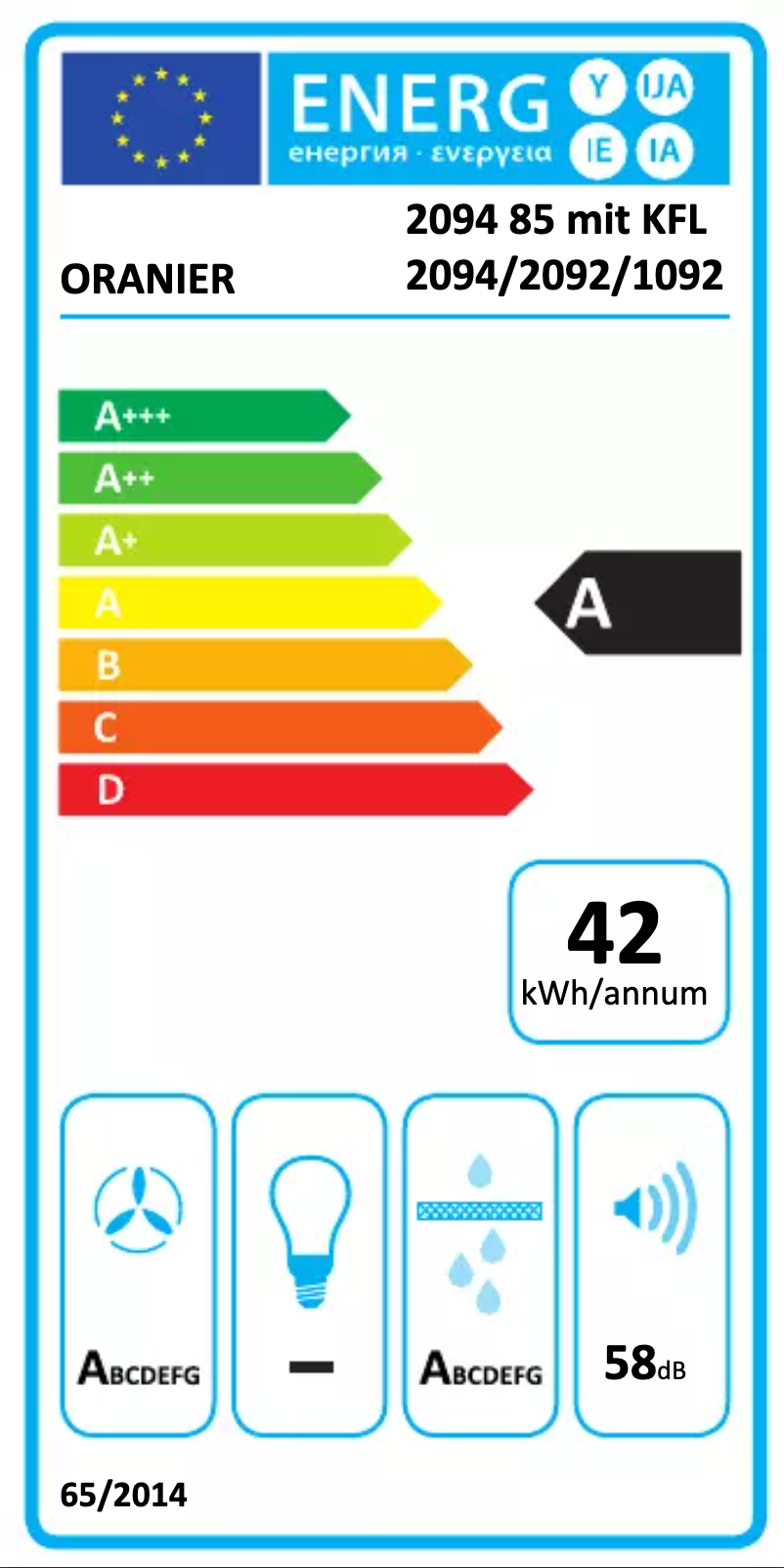 Page 1 de la notice Manuel utilisateur Oranier KFL 2094