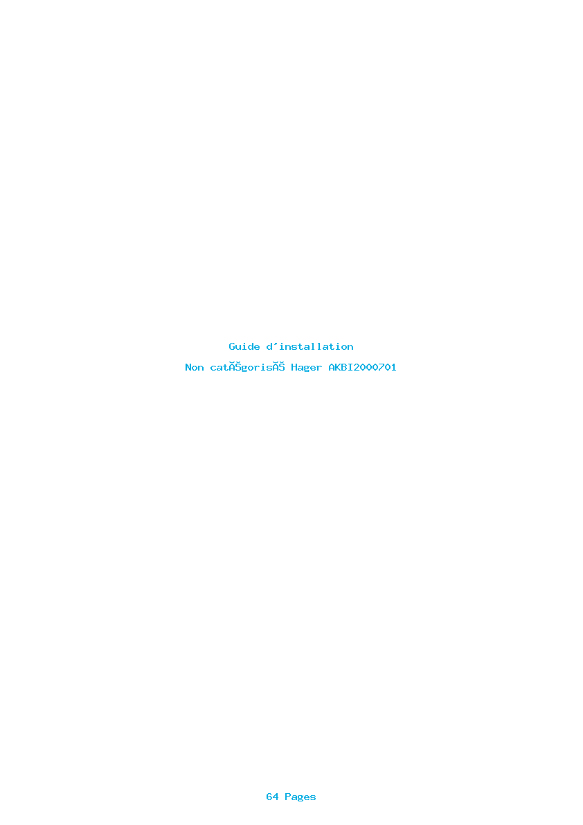 Page 1 de la notice Guide d'installation Hager AKBI2000701