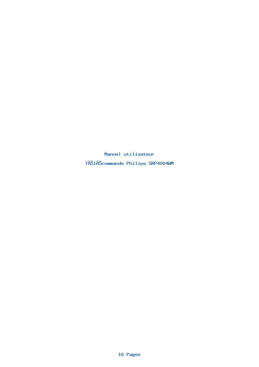 Page 1 de la notice Manuel utilisateur Philips SRP4004WM