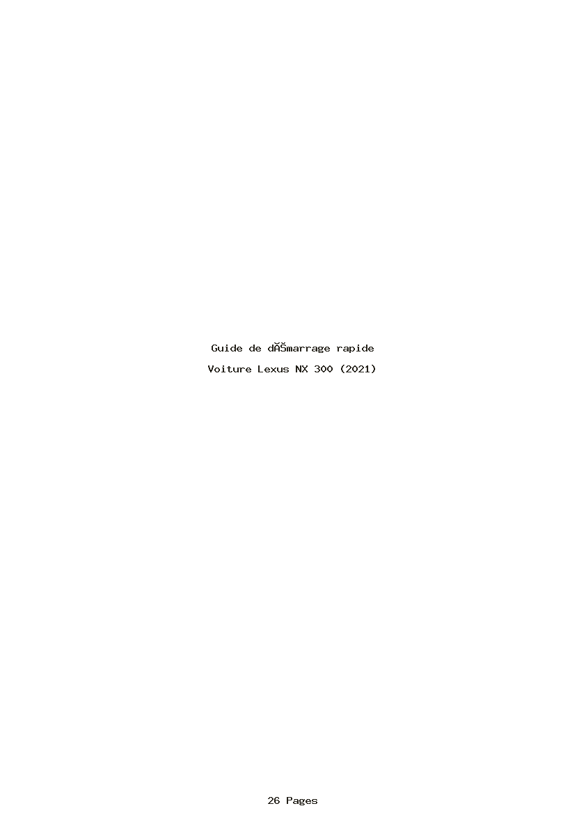 Page 1 de la notice Guide de démarrage rapide Lexus NX 300 (2021)