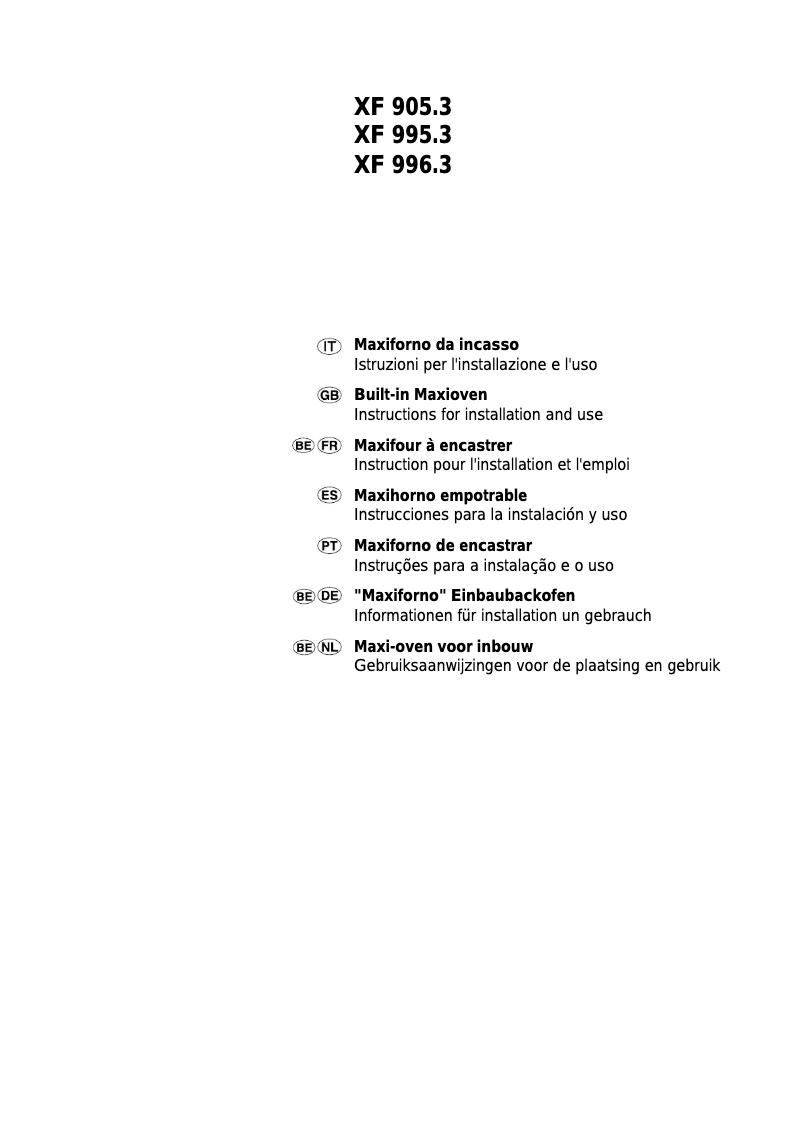 Page 1 de la notice Manuel utilisateur Ariston Thermo XF 905.3