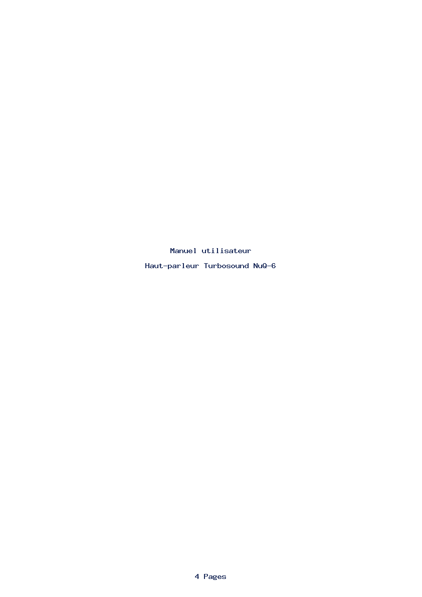 Page 1 de la notice Manuel utilisateur Turbosound NuQ-6