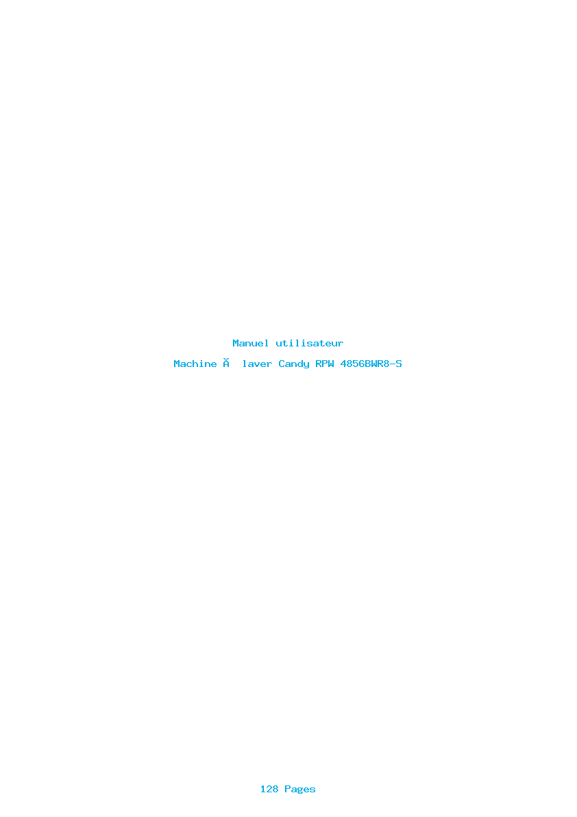Page 1 de la notice Manuel utilisateur Candy RPW 4856BWR8-S