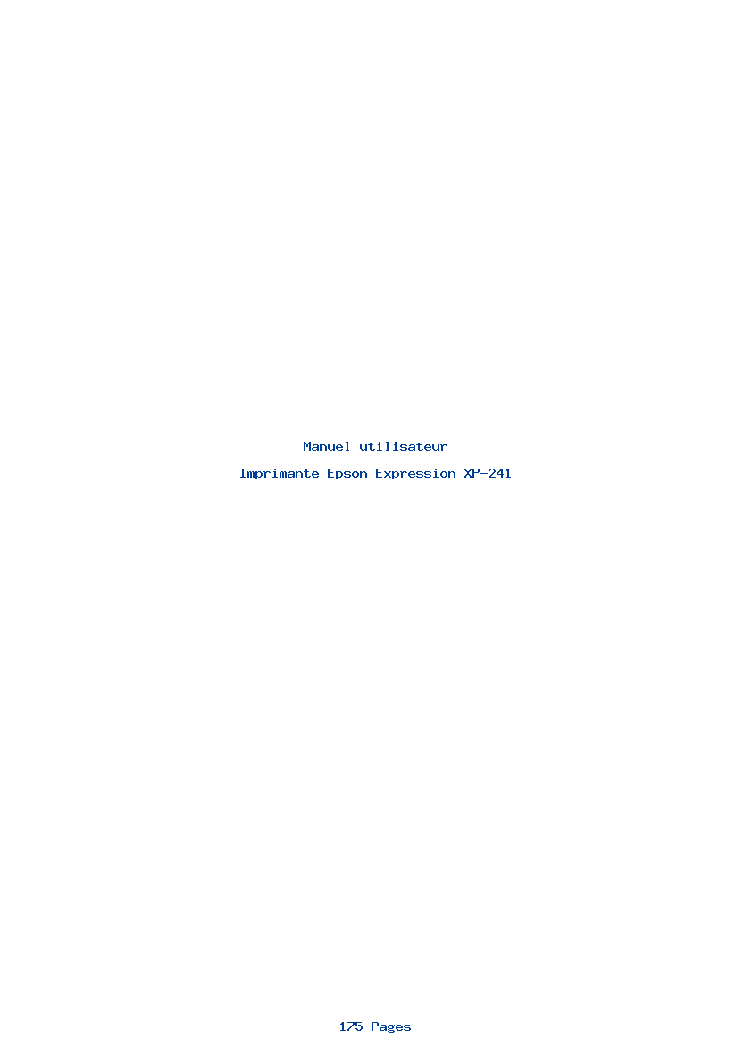 Page 1 de la notice Manuel utilisateur Epson Expression XP-241