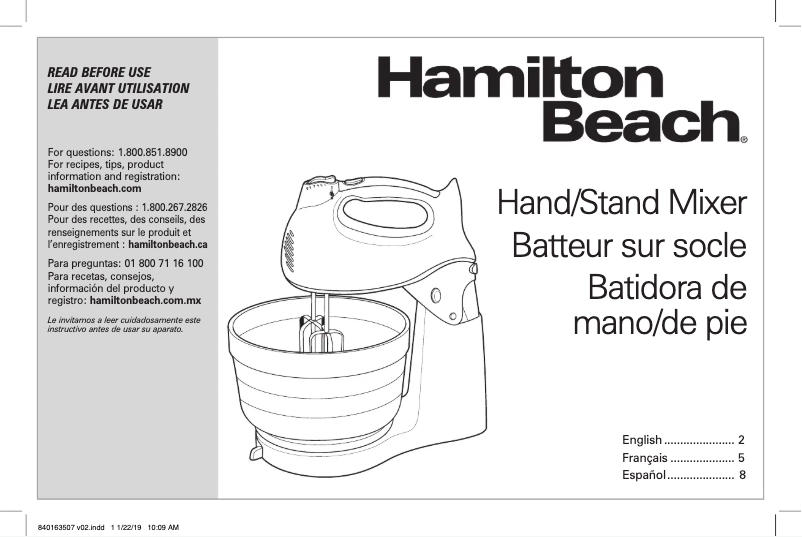 Page 1 de la notice Manuel utilisateur Hamilton Beach Power Deluxe 64695G