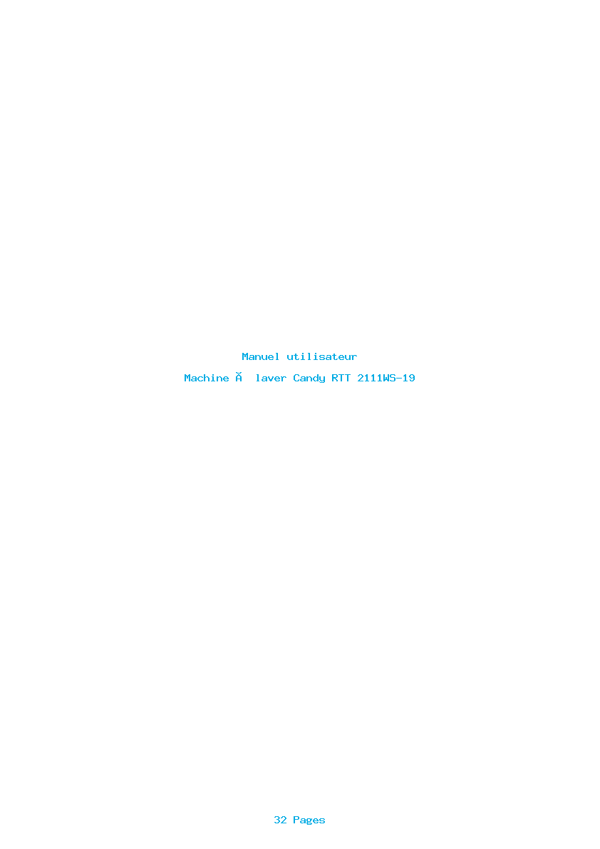 Page 1 de la notice Manuel utilisateur Candy RTT 2111WS-19