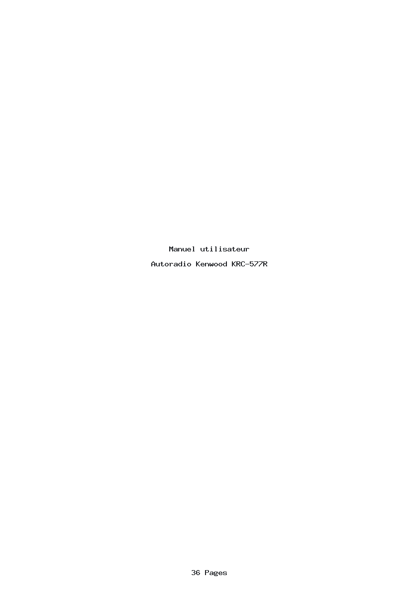 Page 1 de la notice Manuel utilisateur Kenwood KRC-577R