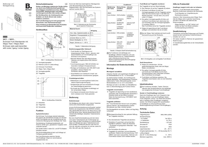 Page 1 de la notice Manuel utilisateur Berker 24128189