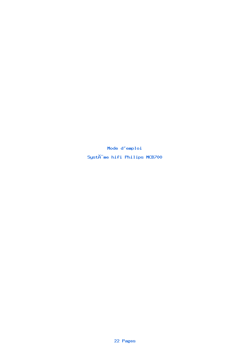 Page 1 de la notice Mode d'emploi Philips MCB700