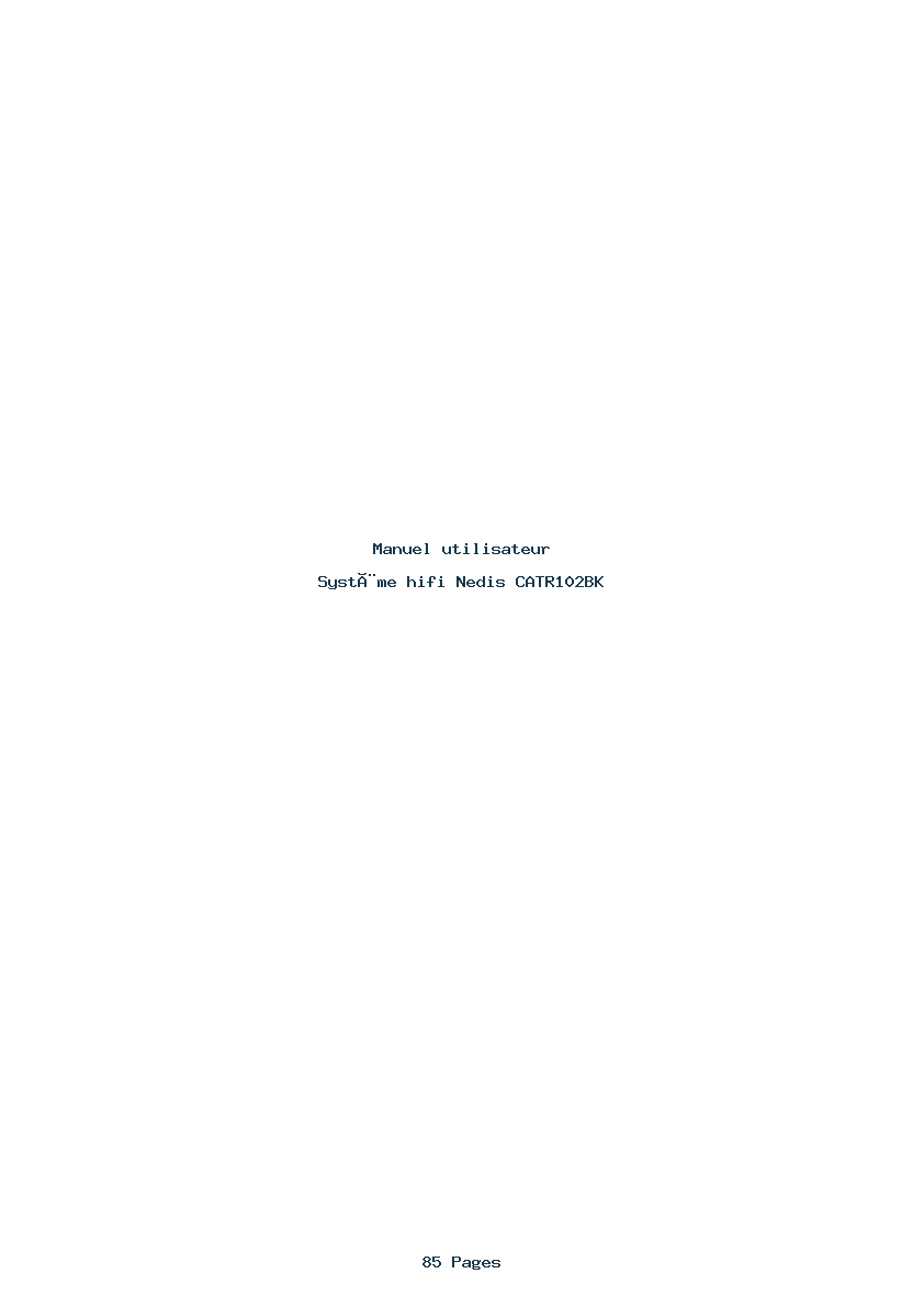Page 1 de la notice Manuel utilisateur Nedis CATR102BK