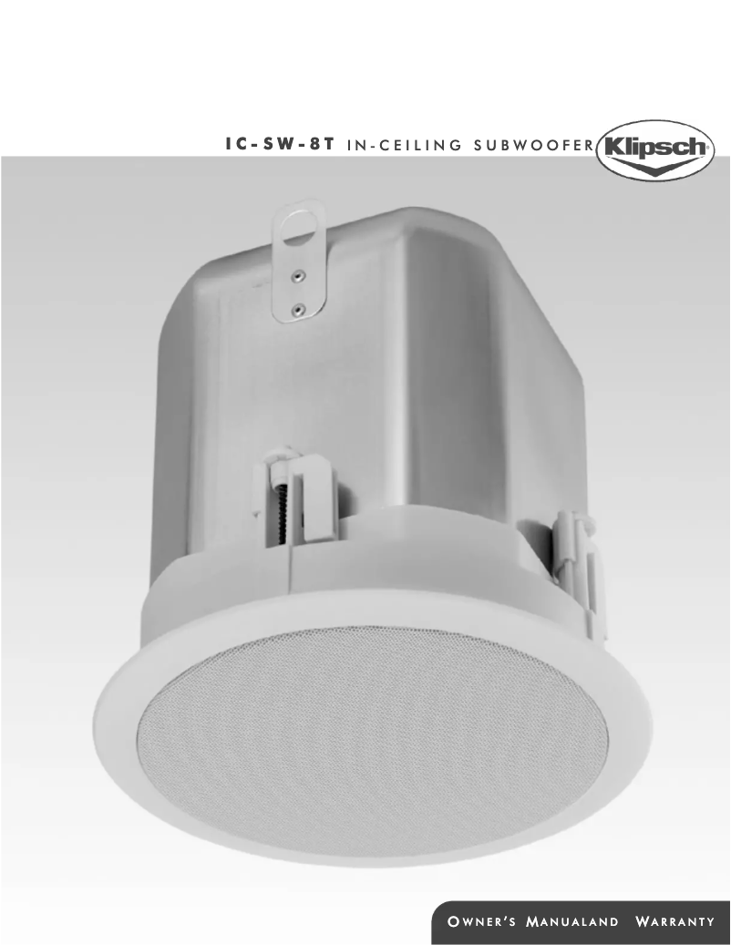Page 1 de la notice Manuel utilisateur Klipsch IC-SW-8T