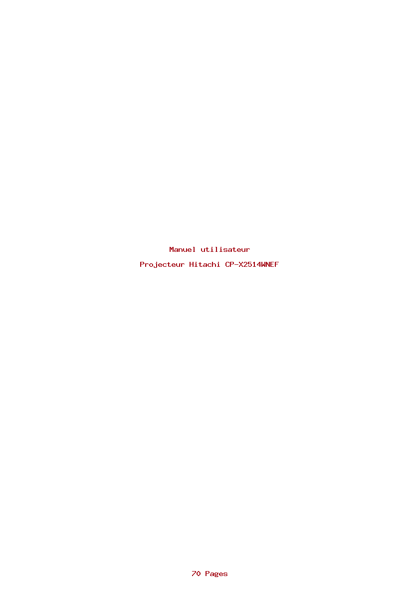 Page 1 de la notice Manuel utilisateur Hitachi CP-X2514WNEF