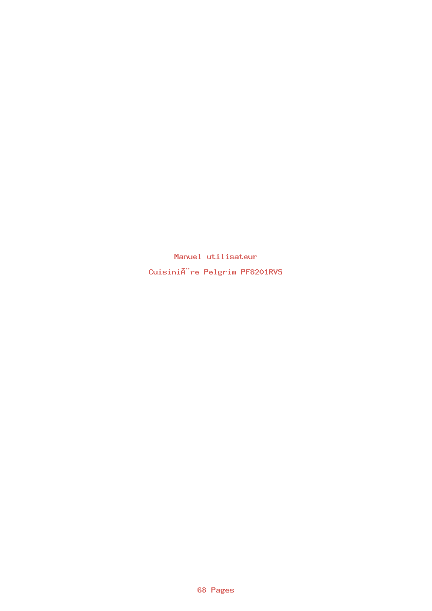 Page 1 de la notice Manuel utilisateur Pelgrim PF8201RVS