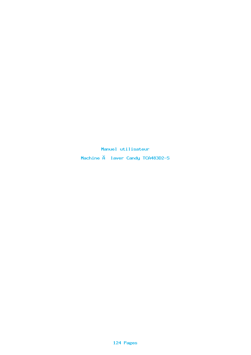 Page 1 de la notice Manuel utilisateur Candy TCA483D2-S