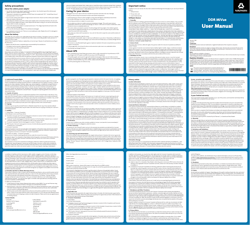 Page 1 de la notice Manuel utilisateur Navman MiVue 820 DC