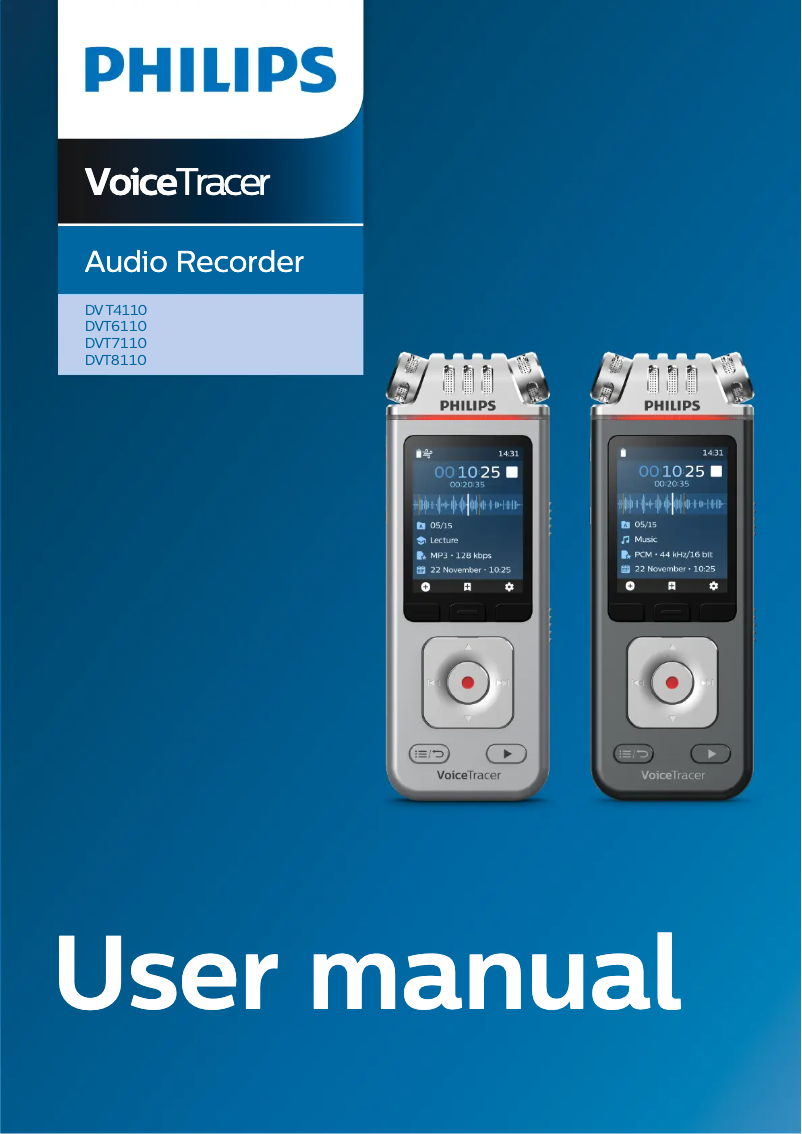 Page 1 de la notice Manuel utilisateur Philips Voice Tracer DVT41225