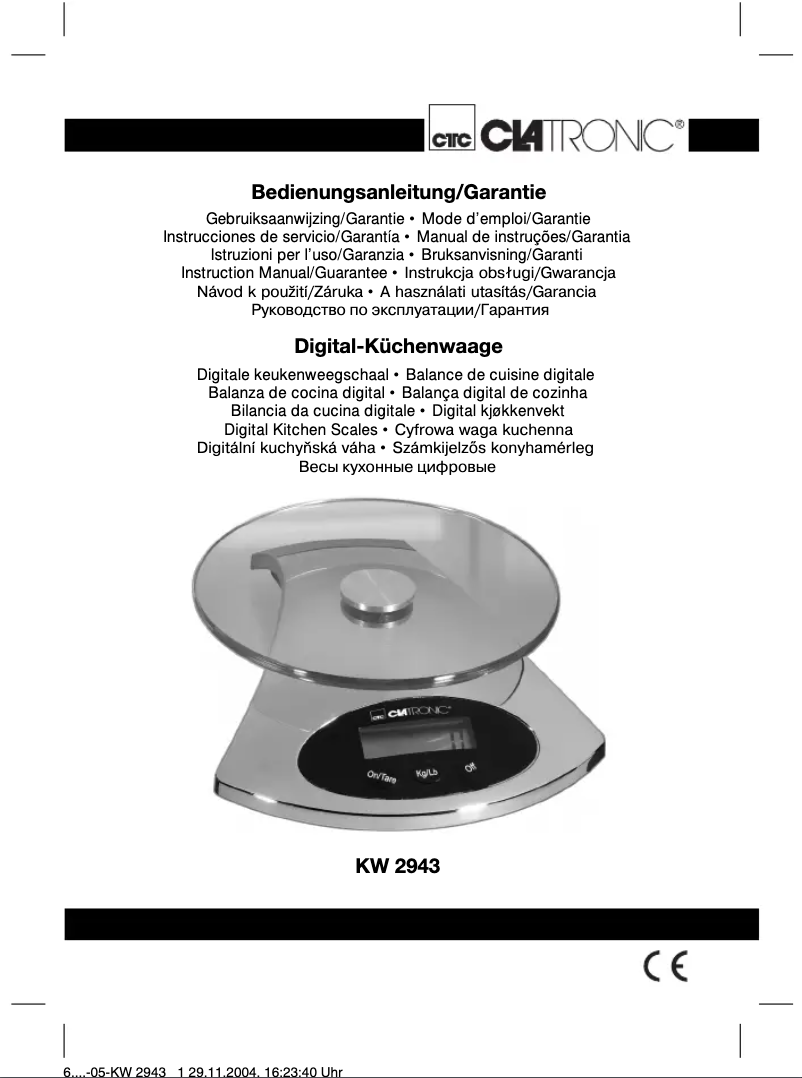 Page 1 de la notice Manuel utilisateur Clatronic KW 2943