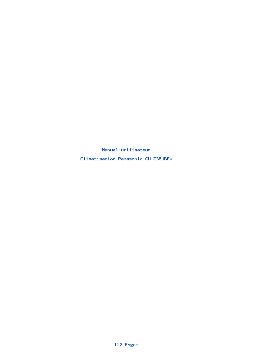 Page 1 de la notice Manuel utilisateur Panasonic CU-Z35UBEA