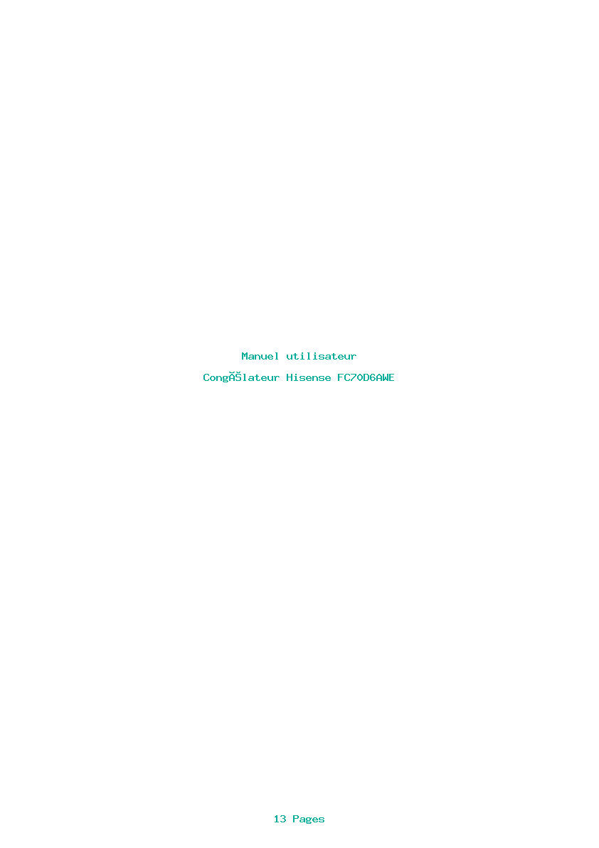 Page 1 de la notice Manuel utilisateur Hisense FC70D6AWE