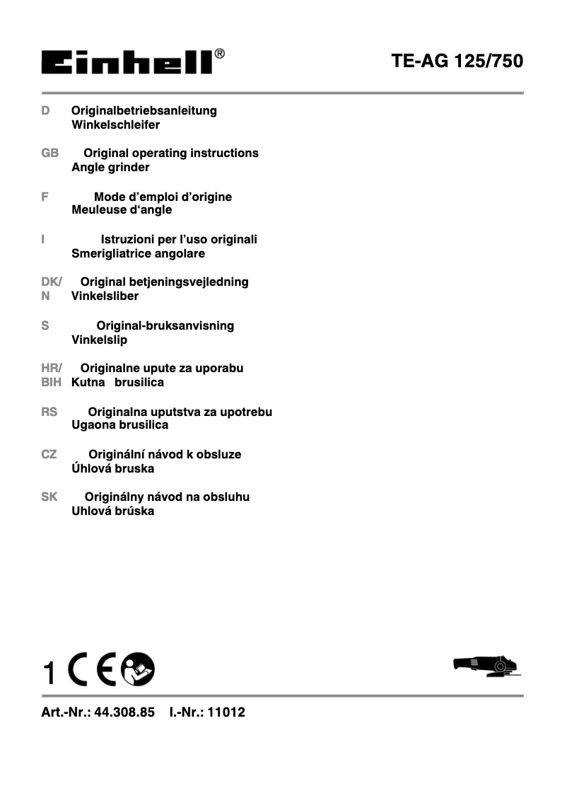 Page 1 of the manual User Manual Einhell TE-AG 125/750