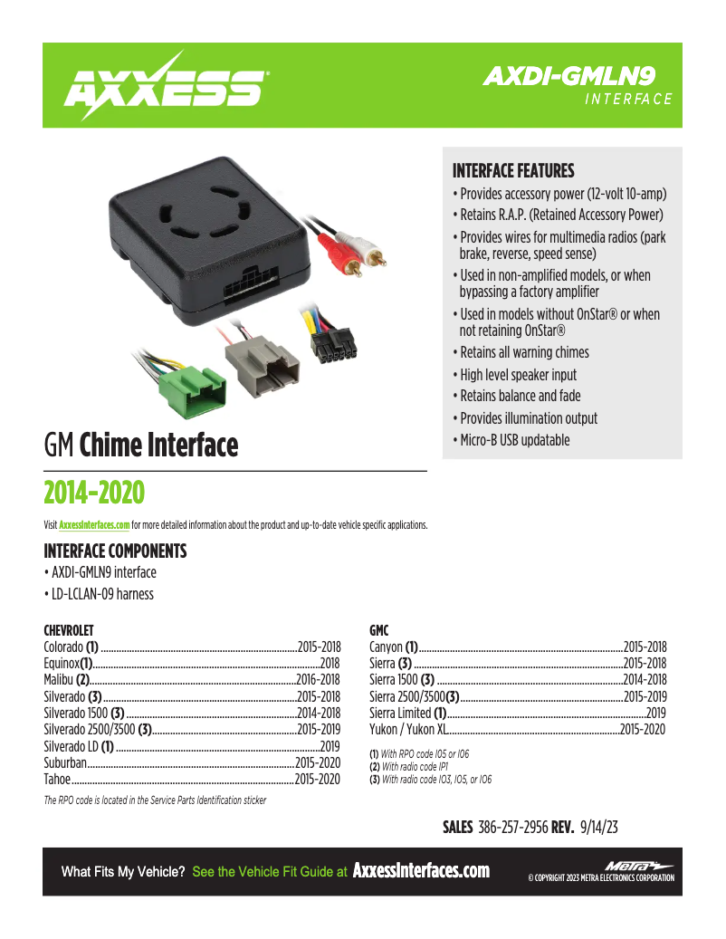 Page 1 de la notice Fiche technique AXESS AXDI-GMLN9