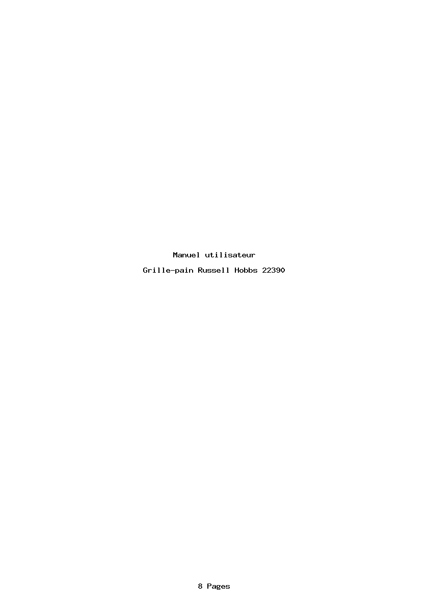 Page 1 de la notice Manuel utilisateur Russell Hobbs 22390