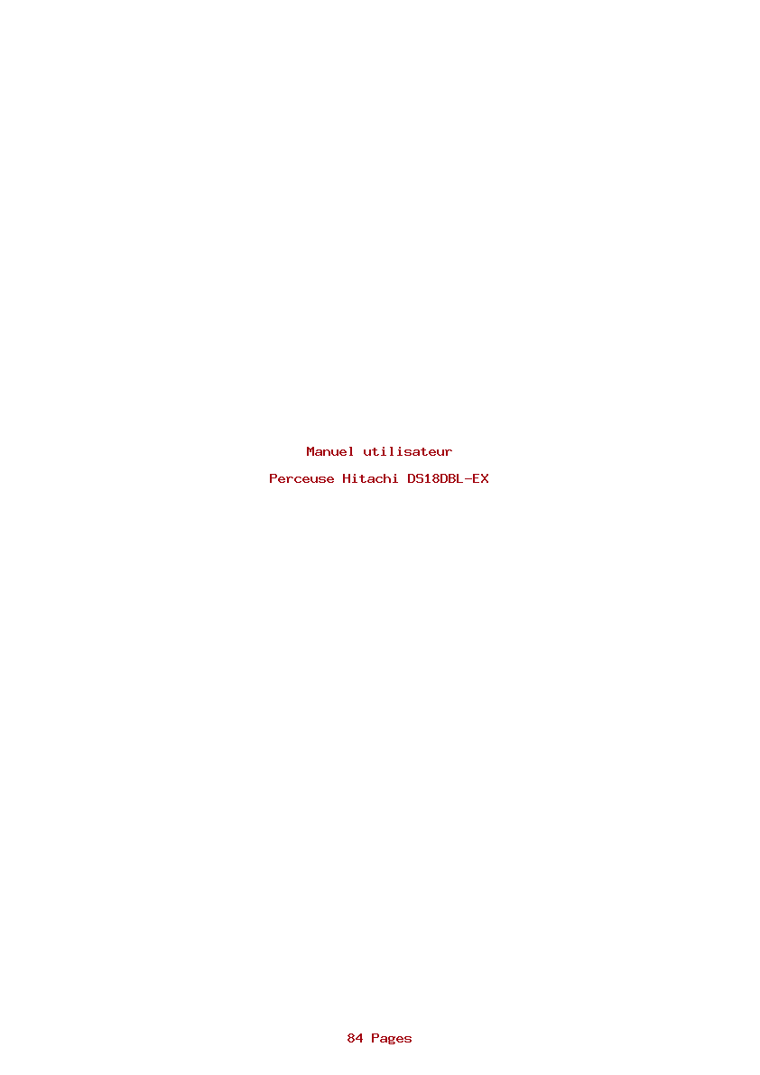 Page 1 de la notice Manuel utilisateur Hitachi DS18DBL-EX