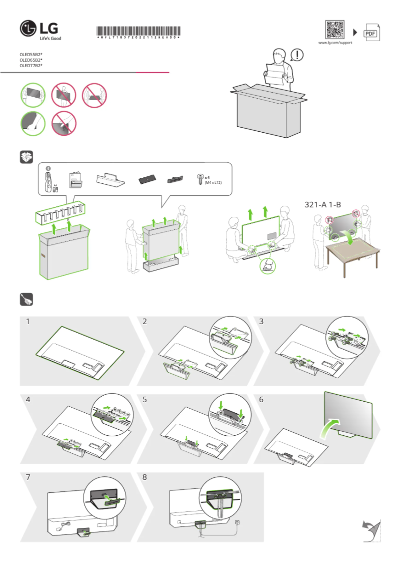 Page 1 de la notice Guide d'installation LG OLED65B26LA