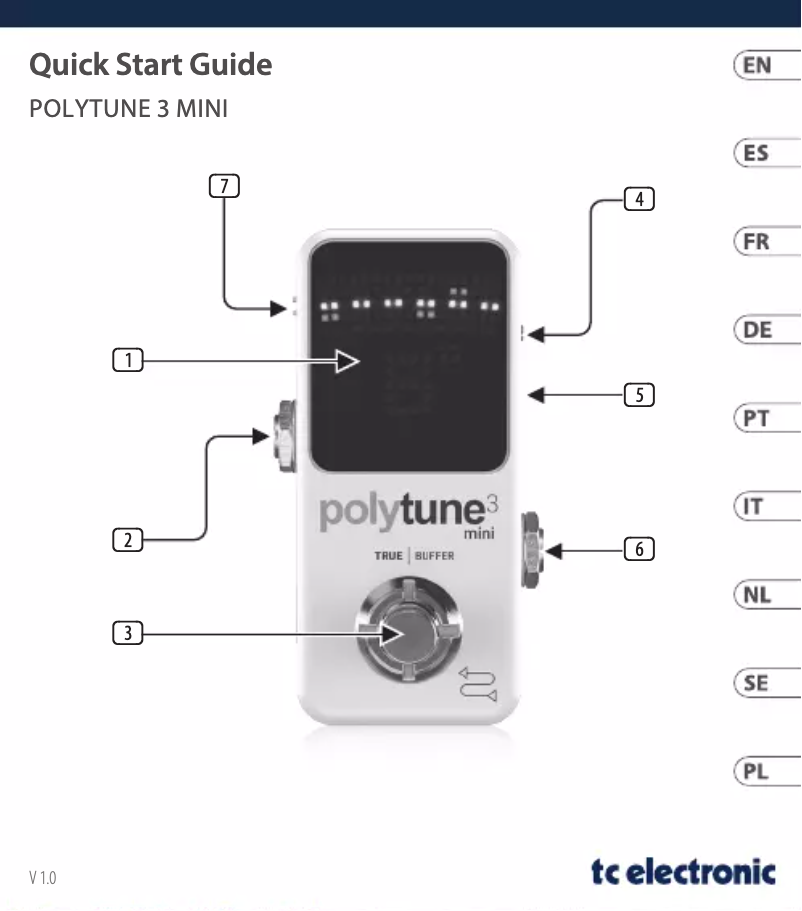 Page 1 de la notice Manuel utilisateur TC Electronic PolyTune 3 Mini