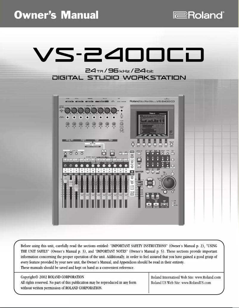 Page 1 de la notice Manuel utilisateur Roland VS-2400CD