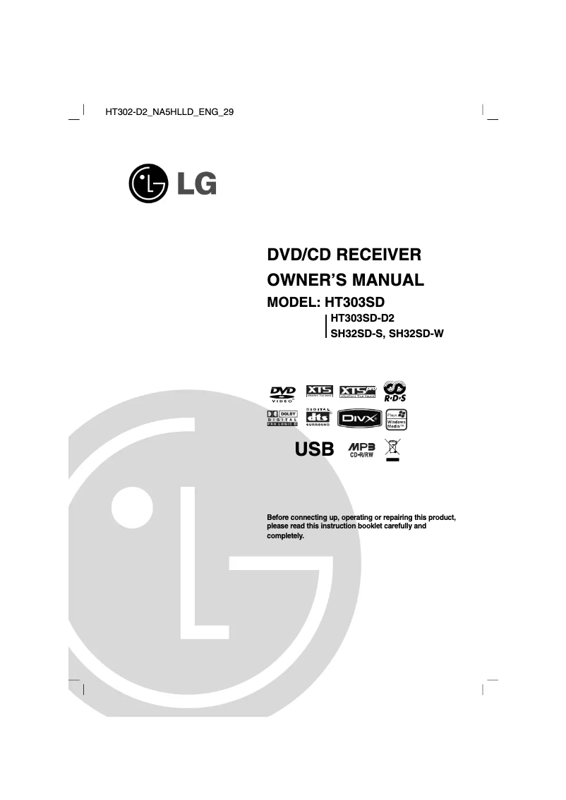 Page 1 of the manual User Manual LG HT303SD