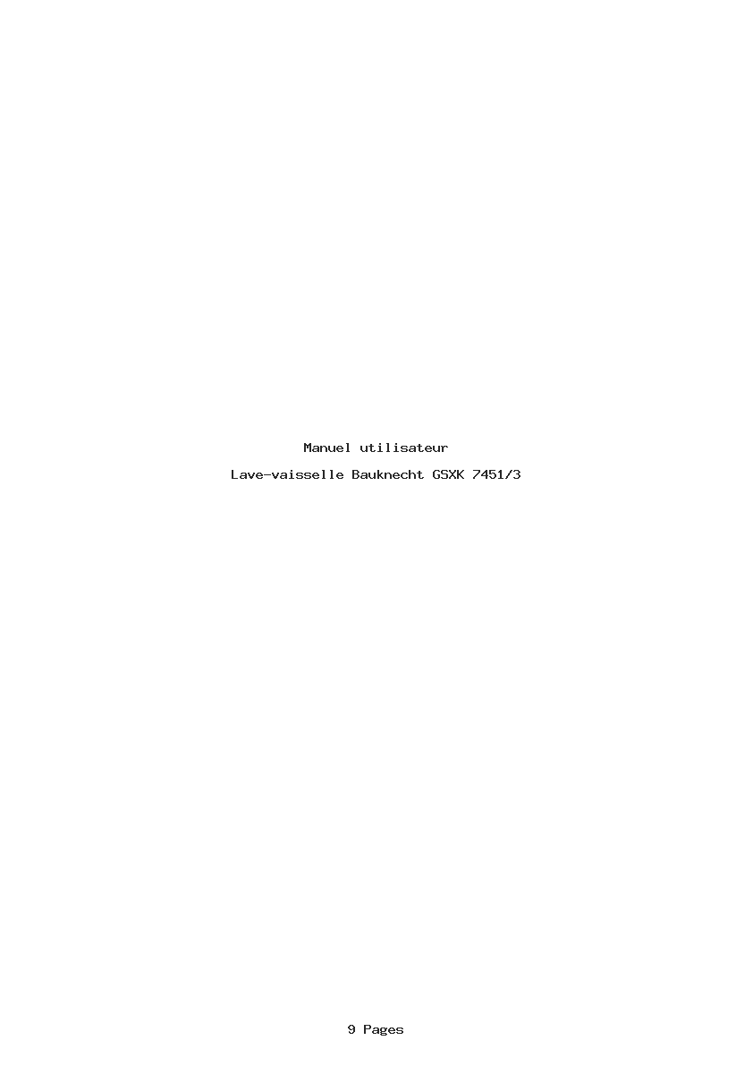 Page 1 de la notice Manuel utilisateur Bauknecht GSXK 7451/3