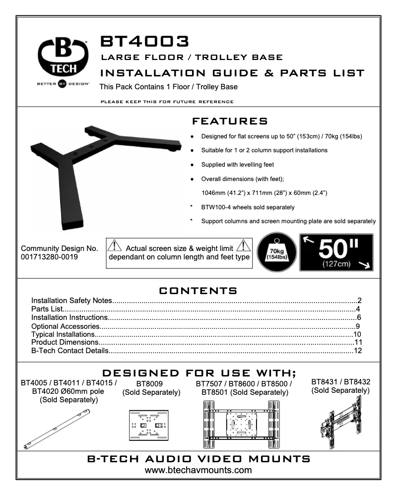Page 1 of the manual User Manual B-Tech BT4003