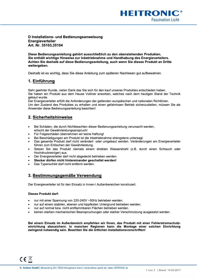 Página 1 del manual Manual de usuario Heitronic 35104