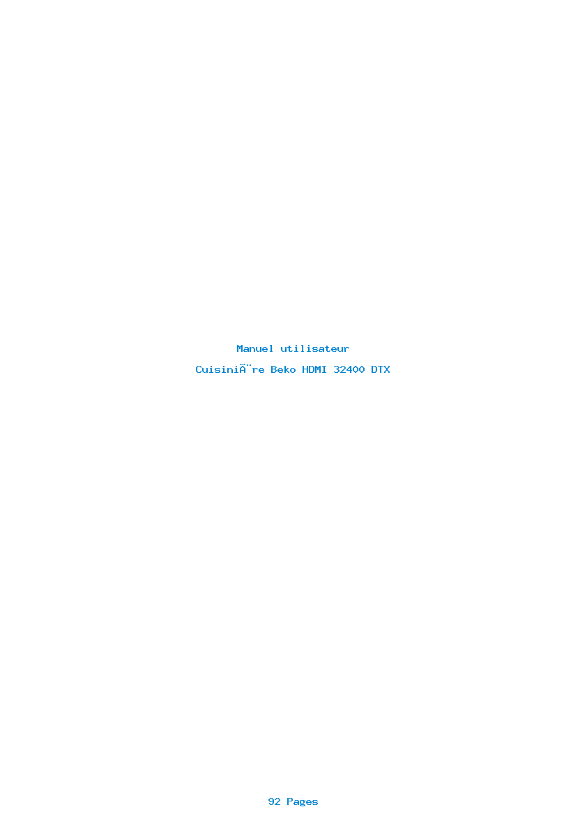 Page 1 de la notice Manuel utilisateur Beko HDMI 32400 DTX
