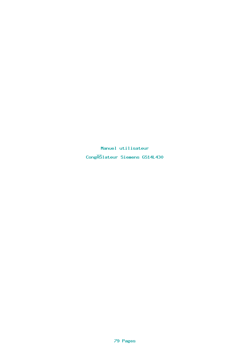 Page 1 de la notice Manuel utilisateur Siemens GS14L430